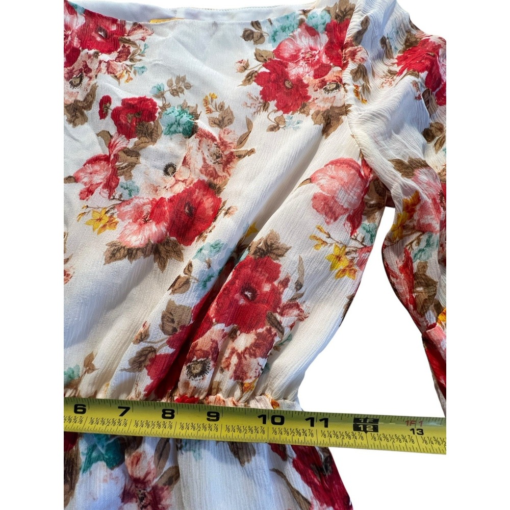 Alice + Olivia Bell Sleeve XS Floral Silk Bohemian Dress C103517683 - Picture 4 of 9